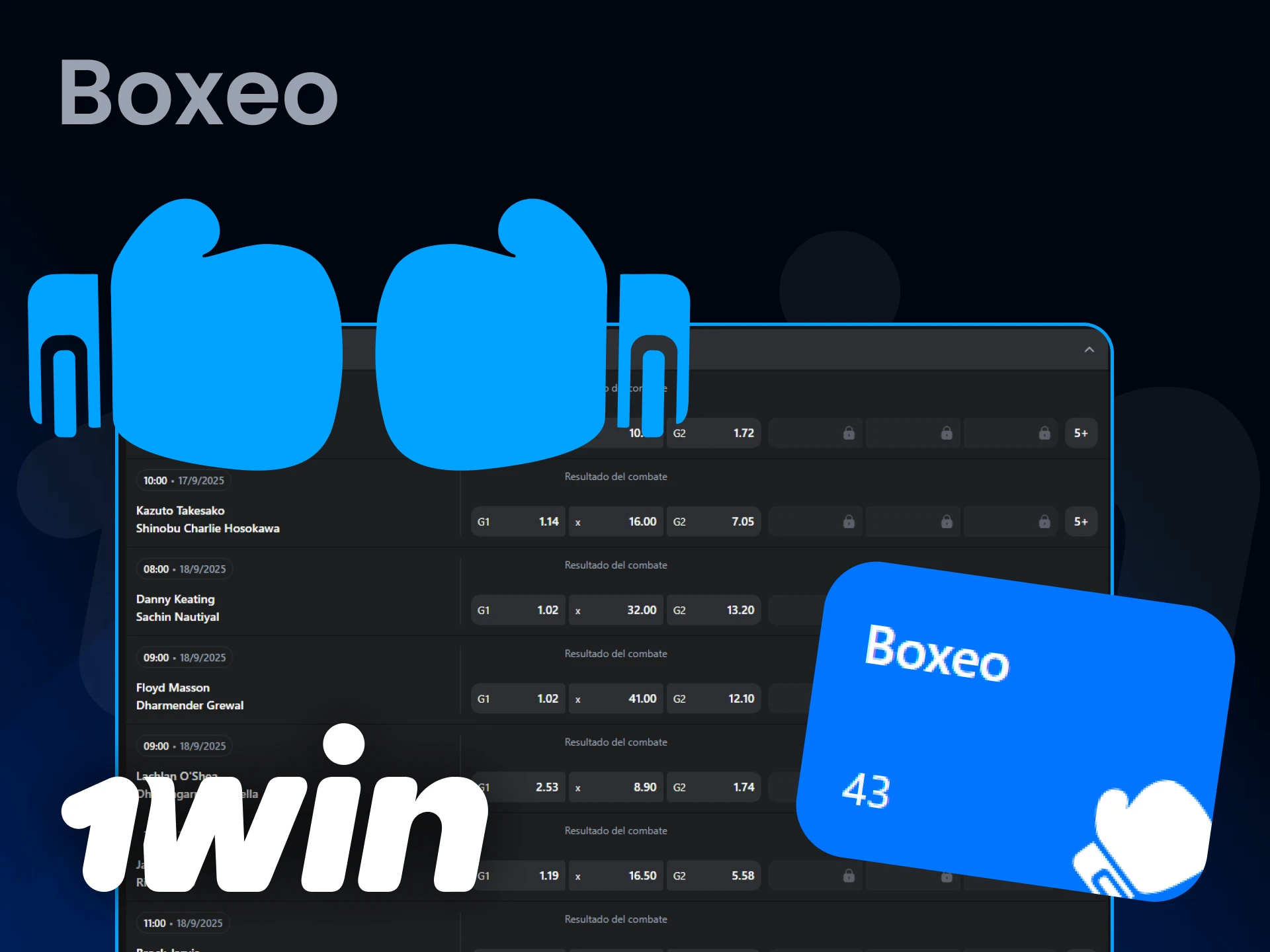 Apuesta por tus boxeadores favoritos en 1Win.