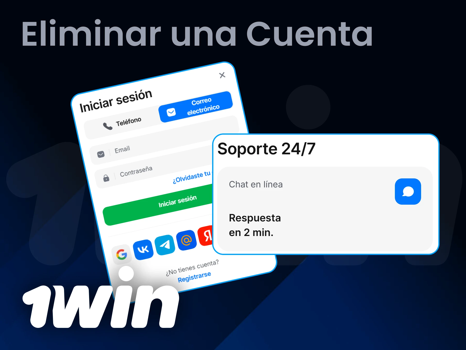 Si necesitas eliminar tu cuenta por algún motivo, 1Win te ofrece esta opción.